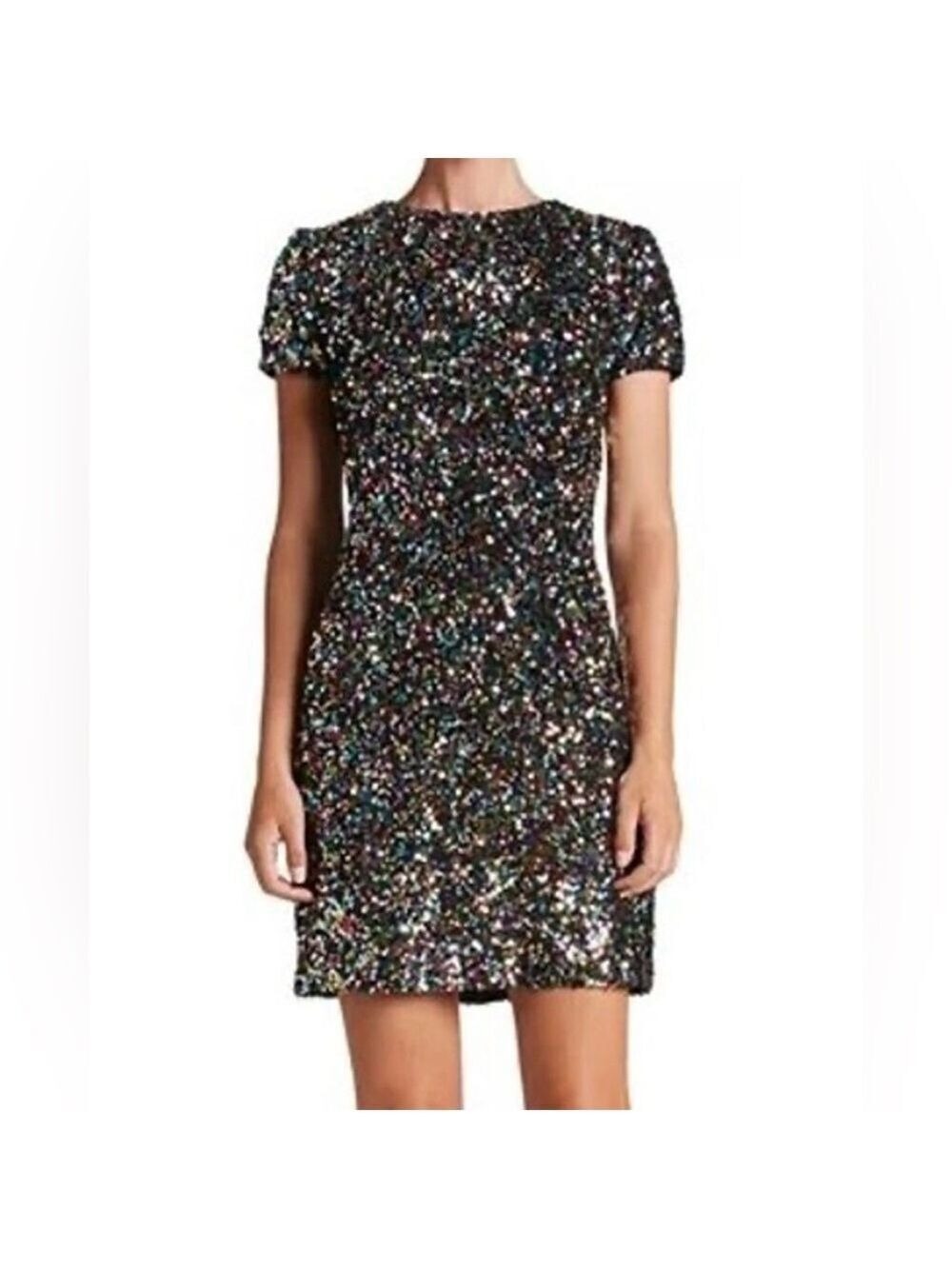 CUSHH Sequin Dress S/M Multicolor Fitted Heart Back Cutout Mini